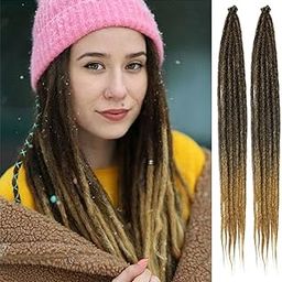 DAZZ LOOK 24 Inch Synthetic Dreadlock Extensions - Thin 0.6cm, 06 Strands Handmade Single Ended (Color Code-2.34, Multicolor)-image-34