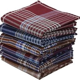 Men's Cotton Handkerchiefs, Pack of 6, Plaid Pattern, Assorted Colours, Classic Design-12