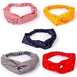 BBEST Hairband Korean Style Solid Fabric Cross Knot With Elastic Solid Head Wraps With Floral Print Stretchy Hairband For Women and Girls, Pack of 5 (Multicolor)-image-44