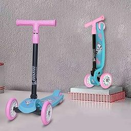 Cockatoo Rat & Cat Series KS02 Kick Scooter 3 to 10 Years Boys & Girls, Kids Scooter with PVC Wheels & Rare Brakes | Sky Blue-1