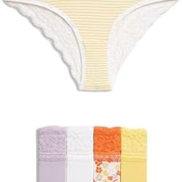 Womens Cotton Blend Printed Low Rise Brazilian Knicker (Pack of 5)-image-8
