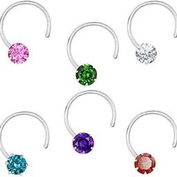 Peenzone 92.5-925 Sterling Silver Cubic Zirconia AD Multi Color Stud Nose Pin Combo Set for Women Girls-image-30