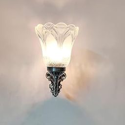 Zingy Style Antique Brass Finished Wall Mounted Pendant Lamp for Wall Sconce Wallchiere Up or Dawn Light with Etching Glass Shade-image-65