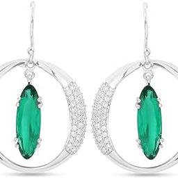 Green Enchantment Silver Hoop Earrings-image-2