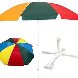 RAINPOPSON Outdoor Garden Umbrella With Stand 7ft Outdoor Big Size Waterproof & Sun Protection Havey Duty Cloth Patio Garden Outdoor Umbrella with 4Leg Stand (Multicolor)-4
