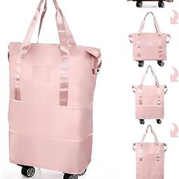 Expandable Rolling Duffel Bag with Wheels Foldable for Travel Carry on Duffel Bag with Wheels Luggage Travel Bag Detachable Bag for Shopping Travel Outdoor Activities (Pack of 1)-image-63