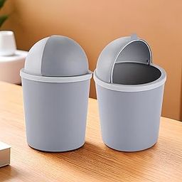 Heart Home Pack of 2 Portable Small 1 Ltr Table Dustbin for Home & Office with Lid & Pedal | Lightweight Mini Dustbin for Kitchen/Bedroom - Ideal for Desk & Countertops | Light Grey-17
