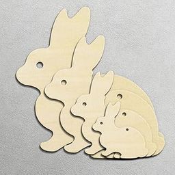 LR Decor Bazaar 10 Pieces Rustic Wooden Easter Bunny Wooden Cut Craft Easter Decor DIY 6cm-image-2
