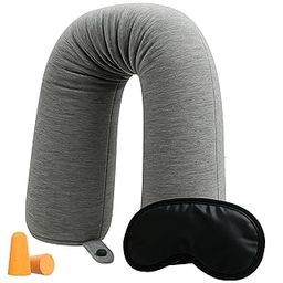 Twist Memory Foam Travel Pillow - Comfortable & Adjustable Travel Neck Pillow Airplane with Soft Washable Velvet Cover, Eye Mask & Earplugs - Long Flight Essentials for 360° Neck Support, Chin, Lumbar-17