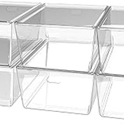 KOLORR Transparent Baskets for Storage with Lid Large-11Liter | Multipurpose Clear Container | Rectangle Organiser Plastic Box with Handle for wardrobe clothe Makeup Stationary| Pack of 6-image-20