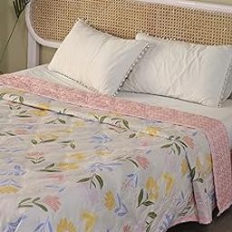 SWIKON STAR Double Bed Cotton Dohar Blankets for Monsoon | 225x 240CM, 150GSM Ac Dohar Blankets for Winter| Floral Pattern Quilt Duvet/Dohar/Comforter/Quilt | All-Season Blanket-image-99