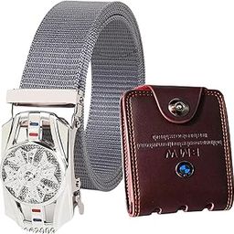 Men’s Formal/Causal Automatic Push Lock Nylon Woven Belt Combo Set for Men RA36-image-18