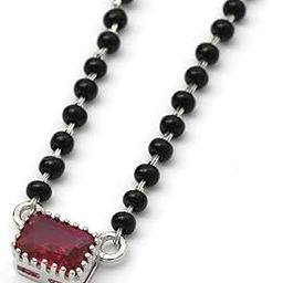 925 Sterling Silver Traditional Ruby Black Beaded Mangalsutra For Women/Girls-45