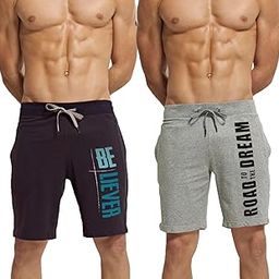 Men Cotton Black & Grey Regular Shorts Pack of 2 - Believer - Road-picture-10