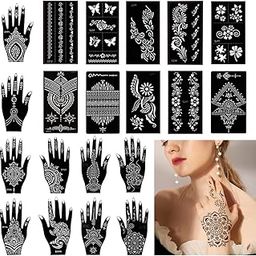 Stencils for Henna Tattoos/Temporary Tattoo Temples Set of 20 Sheets,Indian Arabian Tattoo Stickers for Hands Arms Shoulders Legs-31