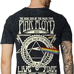 Men's Cotton Printed Pink Floyd Acid Wash Oversized Black T-Shirt-image-39
