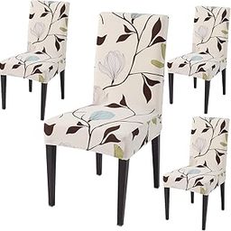 HOKIPO Dining Chair Cover Set of 4 Seater Stretchable Elastic Slipcovers (AR-4097-D20*4) ,Polyester Blend ,Beige-13