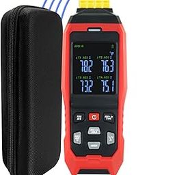 Thermocouple Thermometer Data Logger 4 Channels Digital K Type Thermometer with 5000 Groups Programmable Temperature Recording -328~2501℉ Measuring Range, Audible & Visible Alarm ADJ Compensation-53