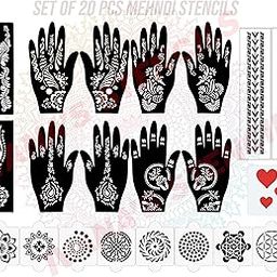Ivana's Set of 20 Pcs Combo Pack, Reusable Mehandi Design Sticker Stencils for Both Hand | Mehndi Design | Quick and Easy to Use, for Girls, Women, Kids & Teen, D-2094-image-70