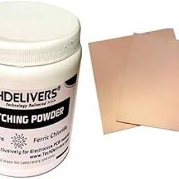 TECHDELIVERS® Ferric Chloride (FeCL3) PCB Etching Powder For PCB Making 200 Grams | 2Pcs Copper Clad Board 10x10cm-24