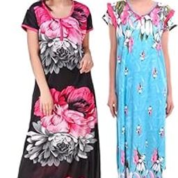 New Satin Designcolor Nightdress Nighty for Women & Girls- Pack of 2-image-60