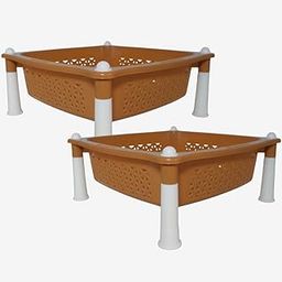 Simply Home Sorto Multipurpose Plastic Storage Rack | 1 Shelf Stackable Organizer Basket Rack for Fruits,Vegetables, Stationery, Toys | Kitchen, Home & Office Use |Pack of 2 | Camel-image-97