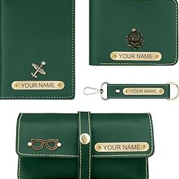 Personalized Passport Cover, Wallet, Keychain & Eyewear Case Combo Best Customized Gifts for Men, Husband, Boyfriend, Father, Brother (Green)-picture-23