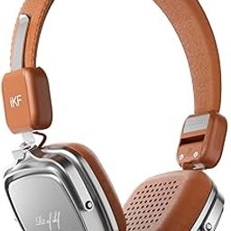 iKF R2 Retro Classic Metal and Leather Grain Wired Headphones, On Ear,Ergonomic Design,40mm Drivers, ENC Noise Cancelling, Bluetooth V5.4 & Wired Dual Mode, 60H Playtime,Throwback 80s 90s (Brown)-26