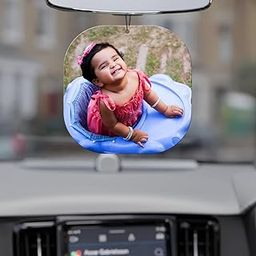 Printshoppy Customizable Car Photo Hangings (Curved Square Shape) Double Sided Print Car Hanging Accessories Interior, Hanging for car, Car Decoration Accessories-image-14