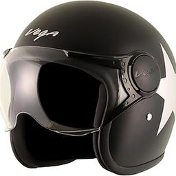 Vega Jet Star W/Visor Dull Black Silver Helmet-M-picture-32