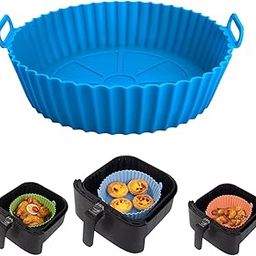 Air Fryer Liners I Round Silicone Basket Baking Tray I Pot with Ear Handles I Nonstick Reusable Heat Resistant I Cooking Oven Insert Accessories - Multicolor (2)-image-68