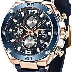 by benyar Luxury Business Casual Party-Wear Leather Chronograph Date Display Watch for Men-picture-10