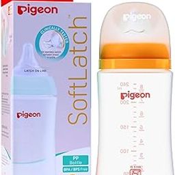Pigeon Softlatch Baby Feeding Bottle for New Born| Japan's No.1 Brand | Wide Neck | with Anti-Colic Nipple | 3+ Month Babies | Yellow Colour | 240ml Nipple-image-57