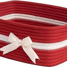 CHICVITA Basket for Gifts Small Storage Basket, Gift Baskets Empty, Baby Basket for Toys, Woven Rope Basket for Towels, Decorative Basket for Living Room, Red, 13"x 10"x 5"-image-75