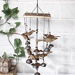 Unravel India Wood Copper Bamboo Wind Chime (6 x 16 inch, Brown)-27