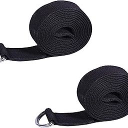 Footmate 8 FT Long Pack-2 Yoga Belt for Exercise, Durable Material With Adjustable D-Ring Buckle, Props Rops For Safe- Challenging Yoga Posture, Black Yoga Strap For Men-Women- Width- 1.5 inch-image-88