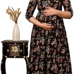 Women's Maternity Rayon Printed Kurti with Zippers Maternity Dresses for Women Feeding Dresses for Women Maternity Gown Kurti-image-72