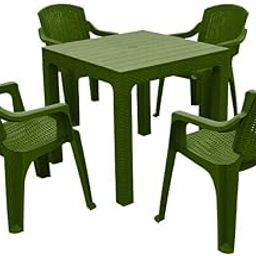 SkyGlamour Supreme Mark Set of 4 Chairs with Summit Dining Table for Home | Office | Garden | Indoor and Outdoor Use (Color: Mehandi Green; Qnt: 5 Pcs.)-image-35