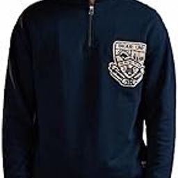 Men's Blue Pure Cotton Solid Sweatshirt with Half Zip Closure-image-59