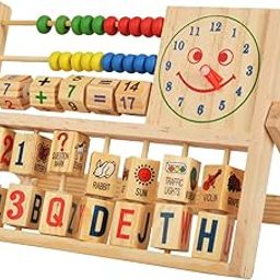 Trinkets & More - Multifunctional Calculation Abacus Flap | Math Toy Counting Addition| Smiling Clock Alphabets Numbers Words Kids 3+ Years-image-49