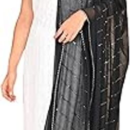 Chiffon Dupatta for Women's| With all over stripe sequence work and matching scallop lace with Designer silver zari| Perfect Ethnic Wear, Casual Wear| 2.3 Meters-6