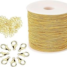 ALEVAN Combo of Link Extension Necklace Anchor Chain & Jump Ring for Jewelry Making, Golden 1mm Length 10 Mtr & 20 Lobster-image-44