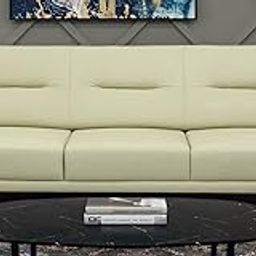 TREE TO DREAMY Modern Contemporary Velvet Sofa, 3-Seater Couch with Gold Legs for Living Room (Cream (Leatherette))-image-12