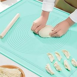 Silicone Baking Mat 50x40 cm, Extra Thick, Non-Stick, Heat-Resistant, Reusable Pastry Kneading Mat for Dough, Cookies, Pies, Pizza, Baking Accessories, BPA-Free, Easy Clean - (1 PCS Green)-2