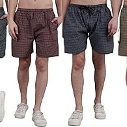 Men's Cotton Striped Boxer Shorts, Plus Sizes, Pack of 4, Multicolour-48