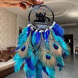 Teal by Tanvi Radha Krishna Car Hanging Dreamcatcher - Spiritual Hindu God Idol Charm for Car & Home Decor, Positive Vibes & Artistic Gift-image-8