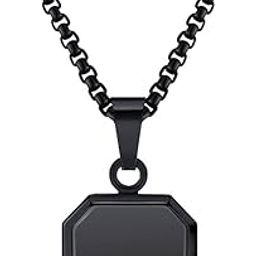 Men's Jewellery Black Chain For Men Boys Geometric Stainless Steel Black Silver Gold Locket Pendant Necklace Chain For Men Boys Anniversary Gift For Husband Gift Chains-103_9-image-74