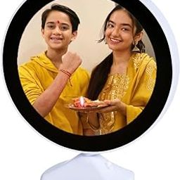 Graphics Gold Advertising Magic Mirror Photo Frame with Light Photos Gift Personalized Customized Frames for Raksha Bandhan Home Decor (Plastic, Tabletop, White, Pack of 1,Round, Framed)-image-20
