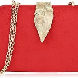 "Women's Soft Clutch Purses Elegant Evening Bag with Metallic Leaves Clasp - Stylish Shoulder Bag for Special Occasions-image-38