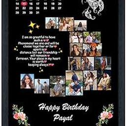 A Perfect Gifter Moon Shape Personalised Photo Collage Frame, Black - Birthday & Anniversary Photo Collage Gift - Wedding & Valentine's Day Gift (8 x 10, Black)-19